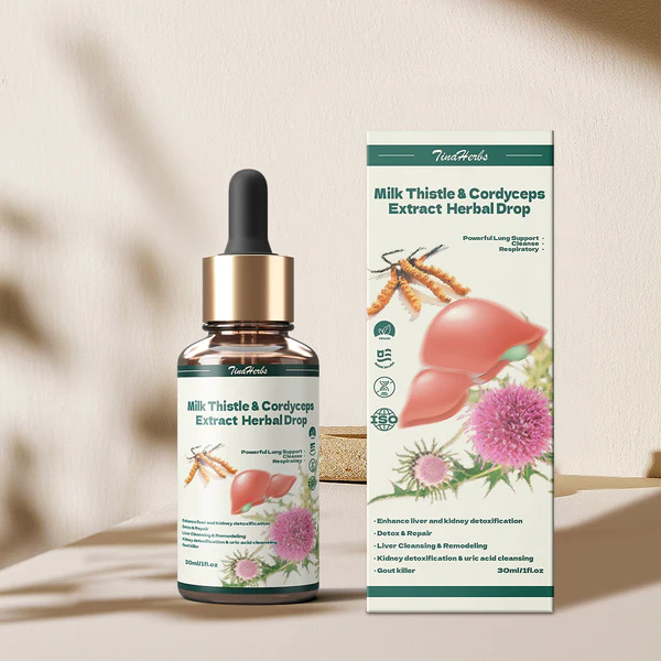 TinaHerbs Milk Thistle & Cordyceps Sinensis Drops  Powerful Liver Support  Detox & Repair