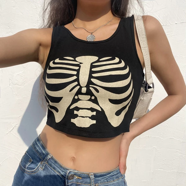 Trendy Skeleton Crop Top