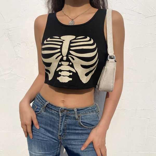 Trendy Skeleton Crop Top