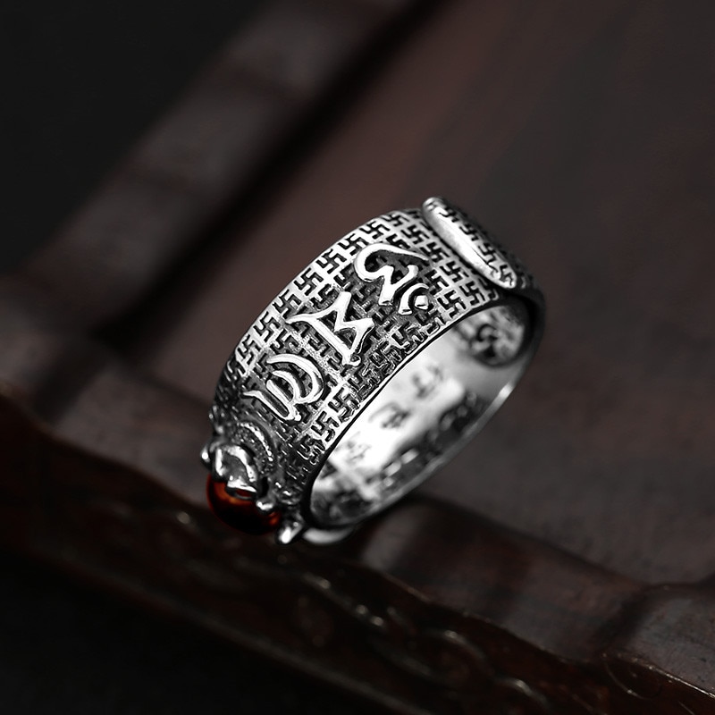 Silver Ruby Lucky Feng Shui Pixiu Ring