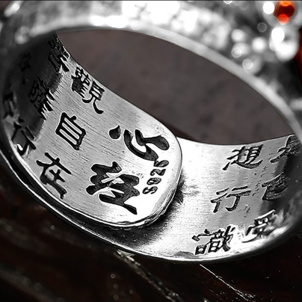 Silver Ruby Lucky Feng Shui Pixiu Ring