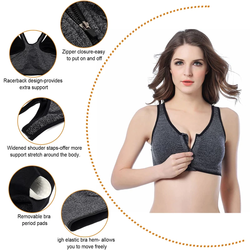 Front Zip Sports Bra