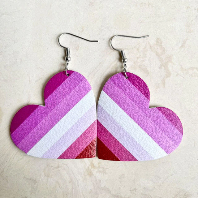 Rainbow Heart Earrings For Women