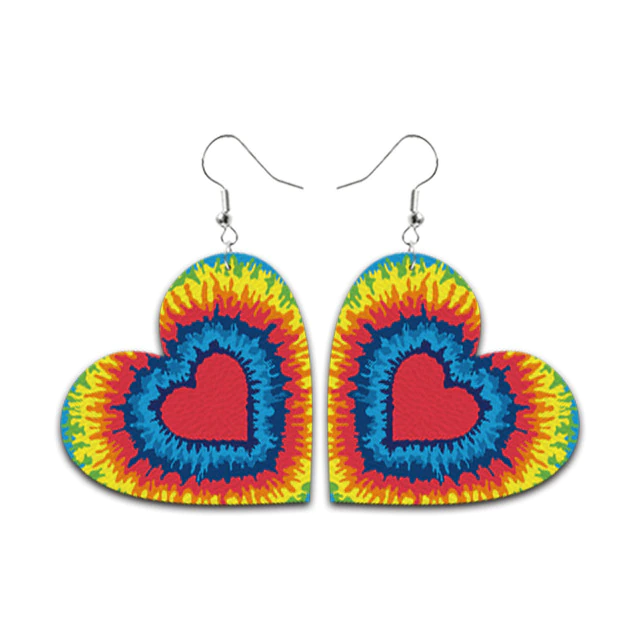 Rainbow Heart Earrings For Women