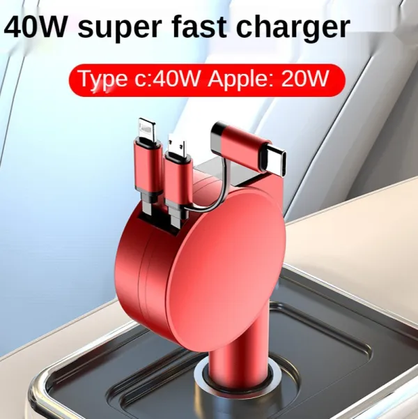 3-in-1 Retractable Fast Charging Car Adapter