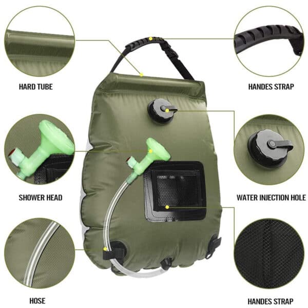 Solar-Powered Portable Travel Heated Shower Bag