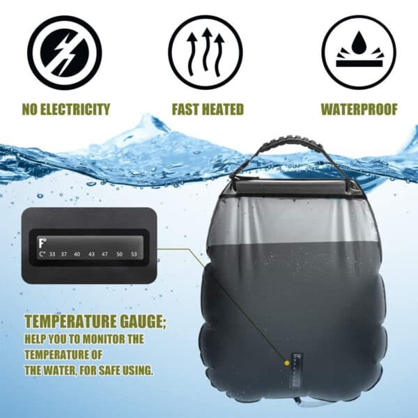 Solar-Powered Portable Travel Heated Shower Bag