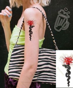 Fake Flower Red Spider Lily Tattoo