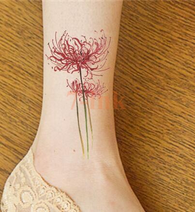 Fake Flower Red Spider Lily Tattoo