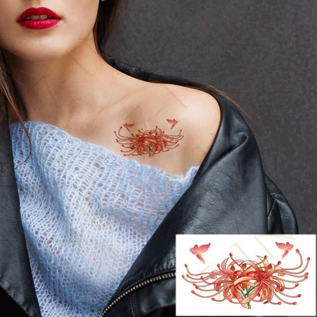 Fake Flower Red Spider Lily Tattoo