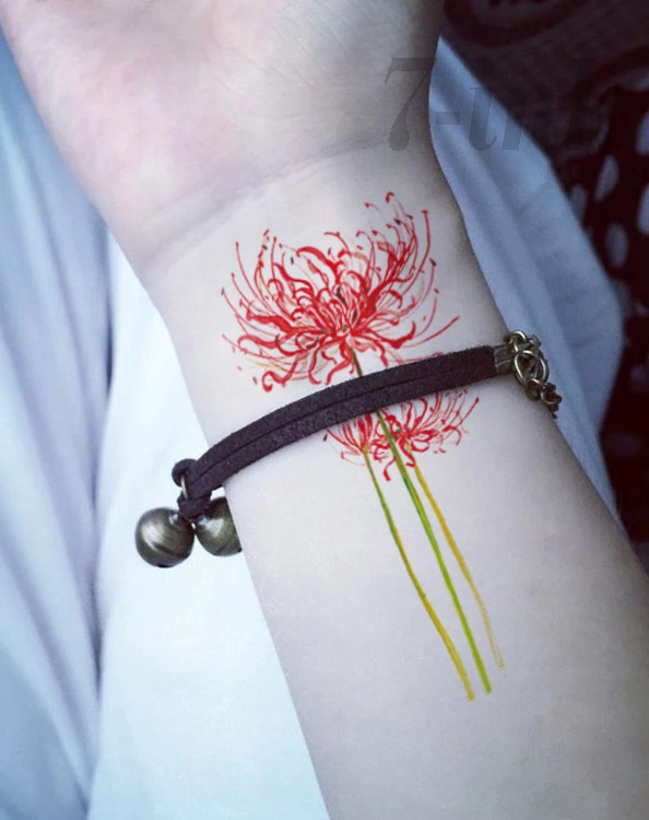 Fake Flower Red Spider Lily Tattoo