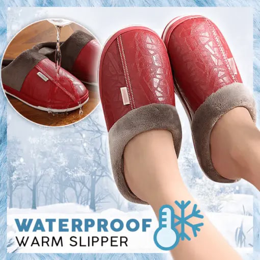 Waterproof PU Warm Slippers