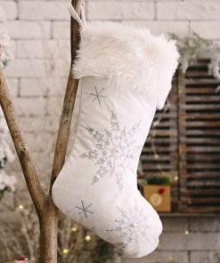 White Faux Fur Christmas Stocking