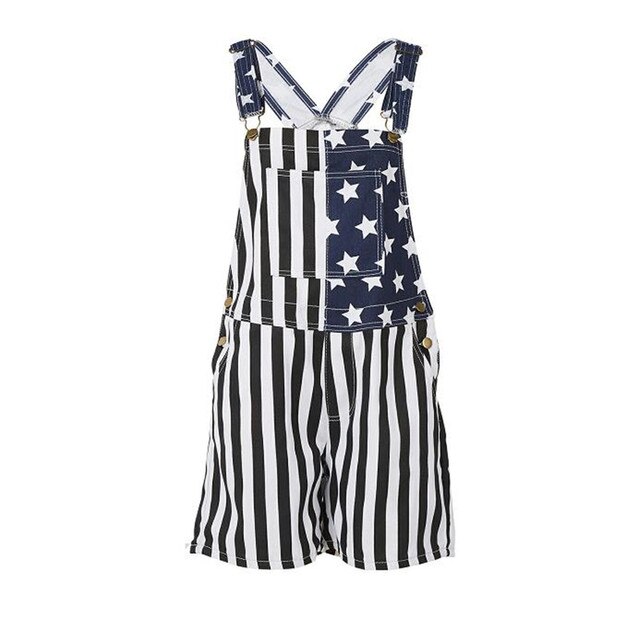 American Flag Overalls Shorts