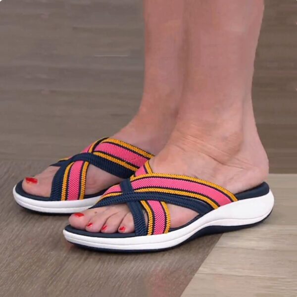 Stretch Cross Orthotic Slide Sandals