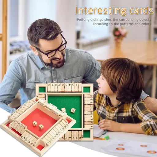 Wooden Board Game with Dice and Numbers