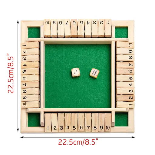 Wooden Board Game with Dice and Numbers