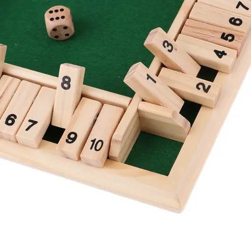 Wooden Board Game with Dice and Numbers