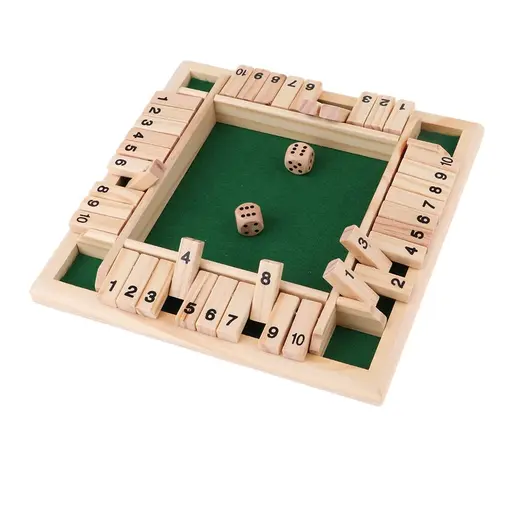 Wooden Board Game with Dice and Numbers