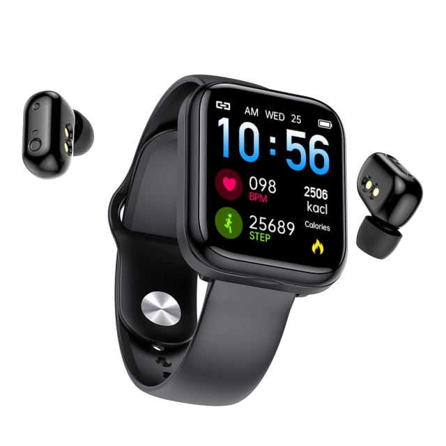 2 in 1 Smart Watch with Wireless Bluetooth Earbuds