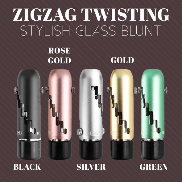 ZigZag Twisting Portable Glass Blunt