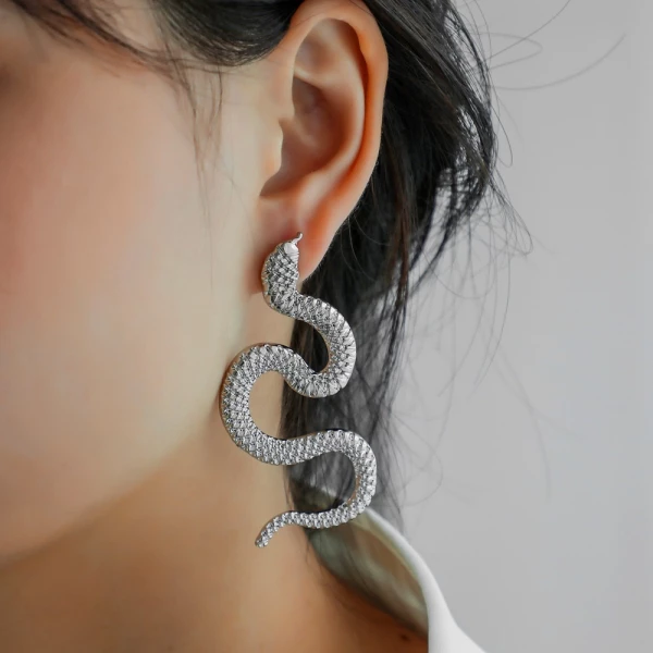 Zinc Alloy Snake Earrings