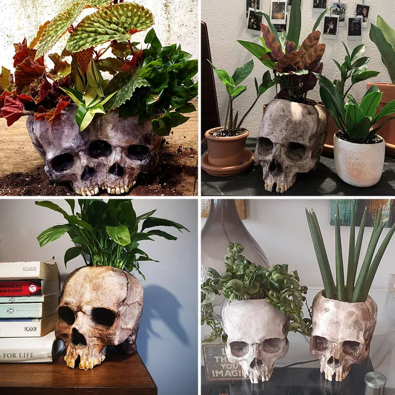 Shape Resin Skull Flower Pot