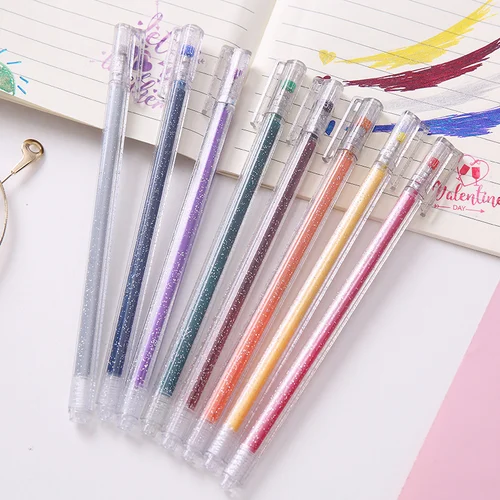 Colored Gel Glitter Pen 8 Color Set