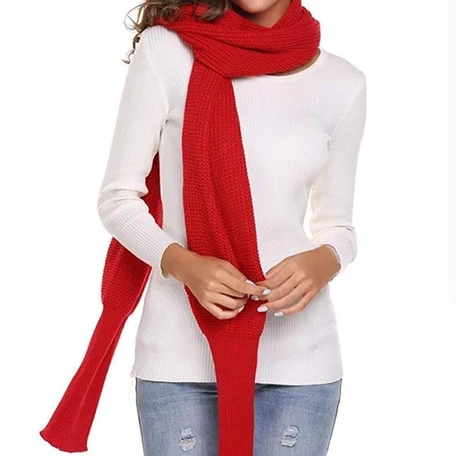 Trendy Knitted Sweater Scarf With Sleeves