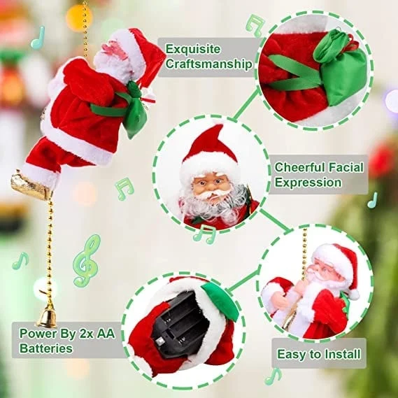 Sliding Santa Asymmetric Earrings and Santa Claus Climbing Rope