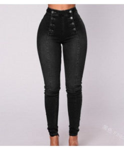 Double Breasted High Waist Skinny Jeans