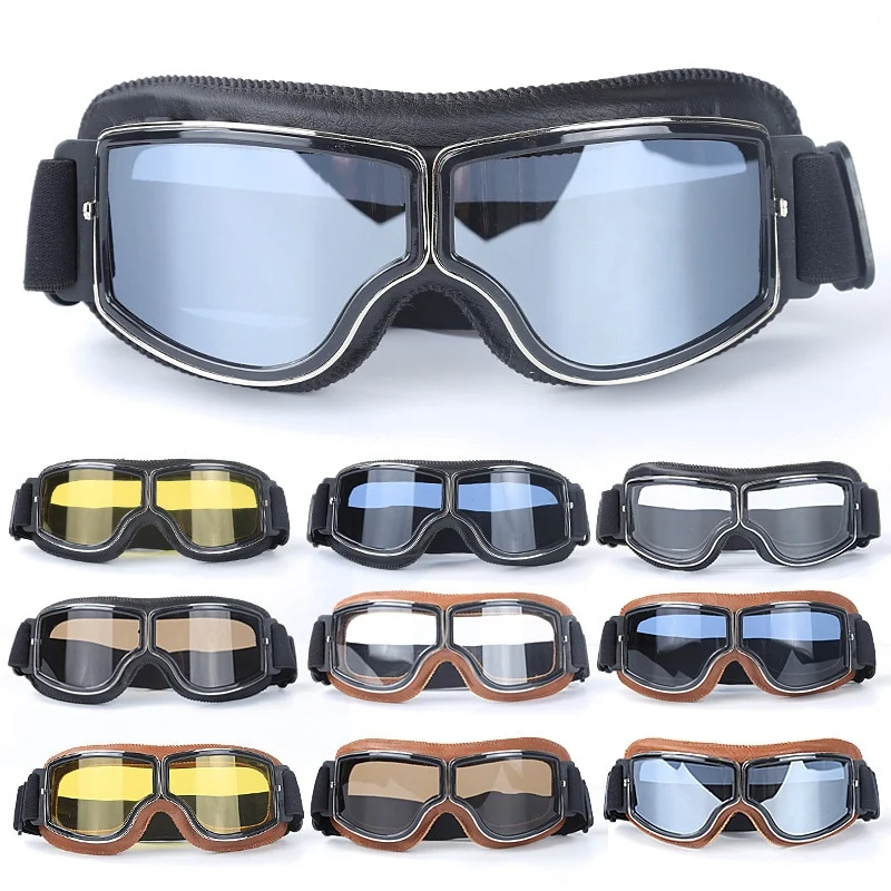 Motorcycle Leather Goggles Glasses