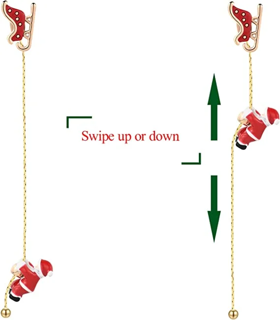 Sliding Santa Asymmetric Earrings and Santa Claus Climbing Rope