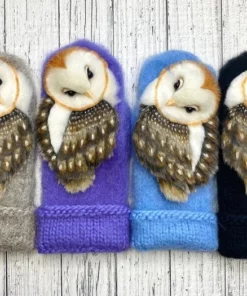 Hand Knitted Nordic Mittens with Owls