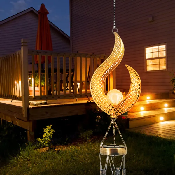 Solar Glass Ball Wind Chime Outdoor Light