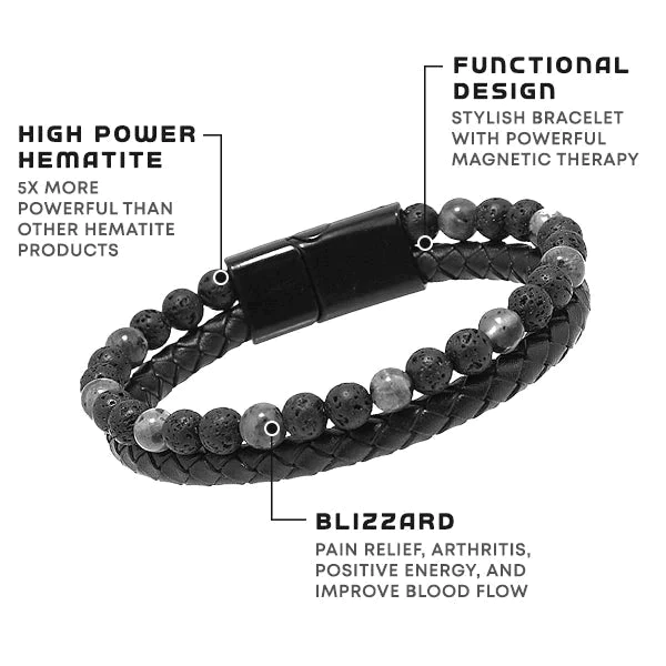 Human+ Pro Magnetic Buckle Natural Lava Volcanic Stone Beaded Bracelet