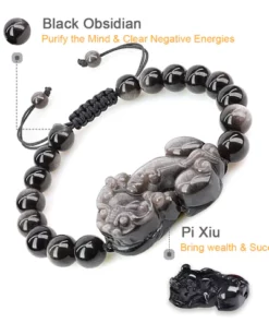 Feng Shui Pixiu Black Obsidian Bracelet