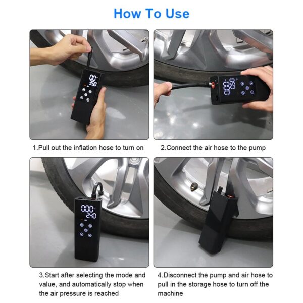 Portable Touchscreen Electric Cordless Tire Inflator