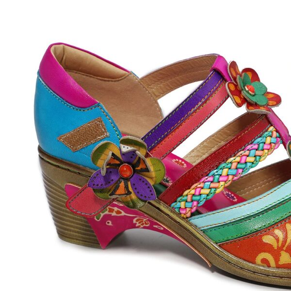 Bohemian Retro Leather Flower Hollow Out Sandals