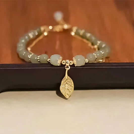 Hetian Jade Gold Leaf Bracelet