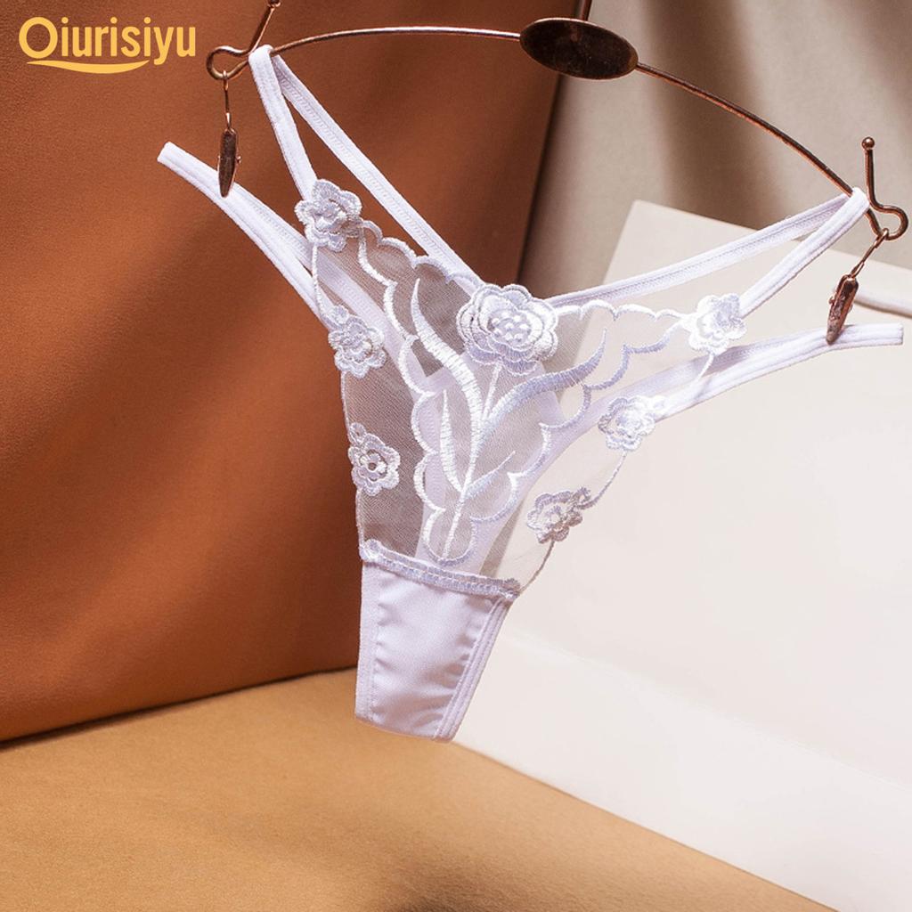 Transparent Hot Flower Embroidery Hollow Tulle G-String