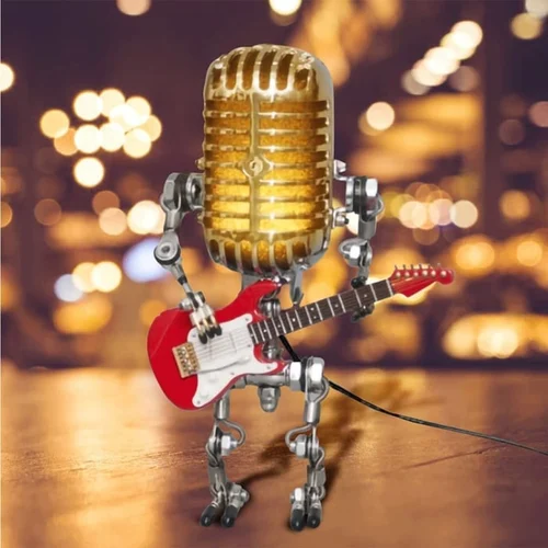 Vintage Metal Microphone Robot Desk Lamp