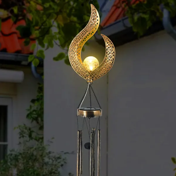 Solar Glass Ball Wind Chime Outdoor Light