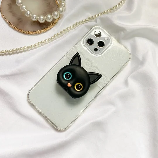 3D Cute Kitten Phone Holder With Mini Mirror