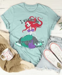 I Wanna Be Where The People Aren't Skull Mermaid Tee