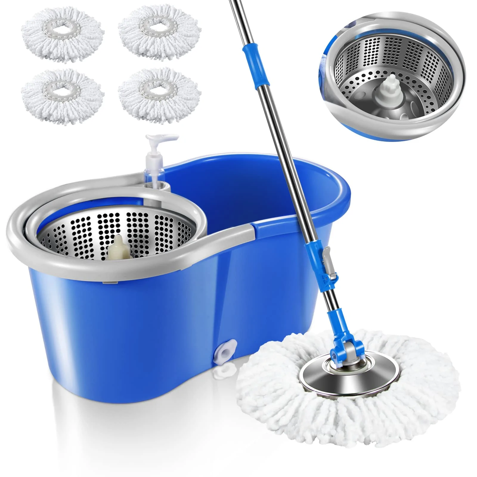 Spin Mop And Bucket Floor Cleaning System