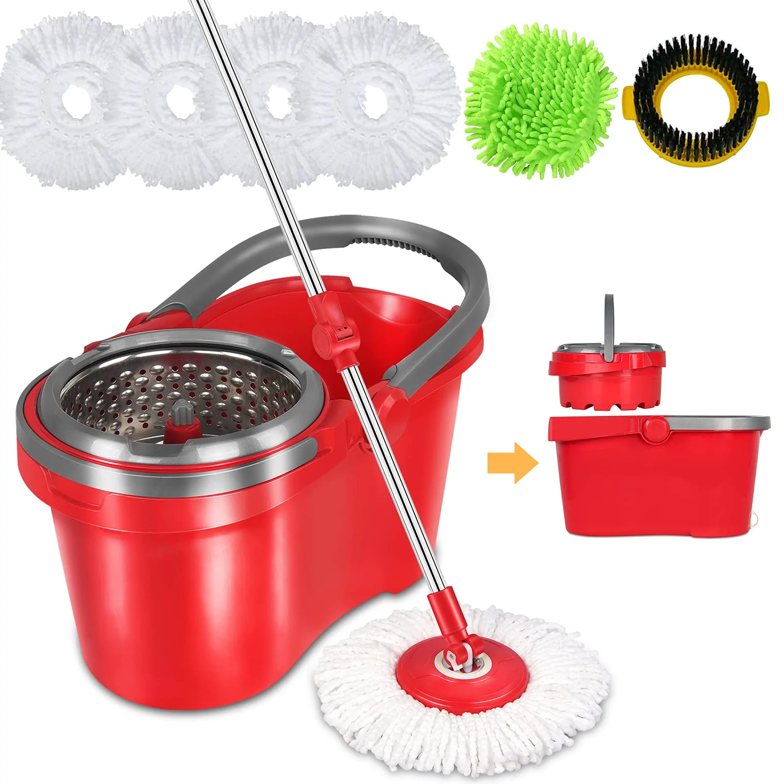 Spin Mop And Bucket Floor Cleaning System