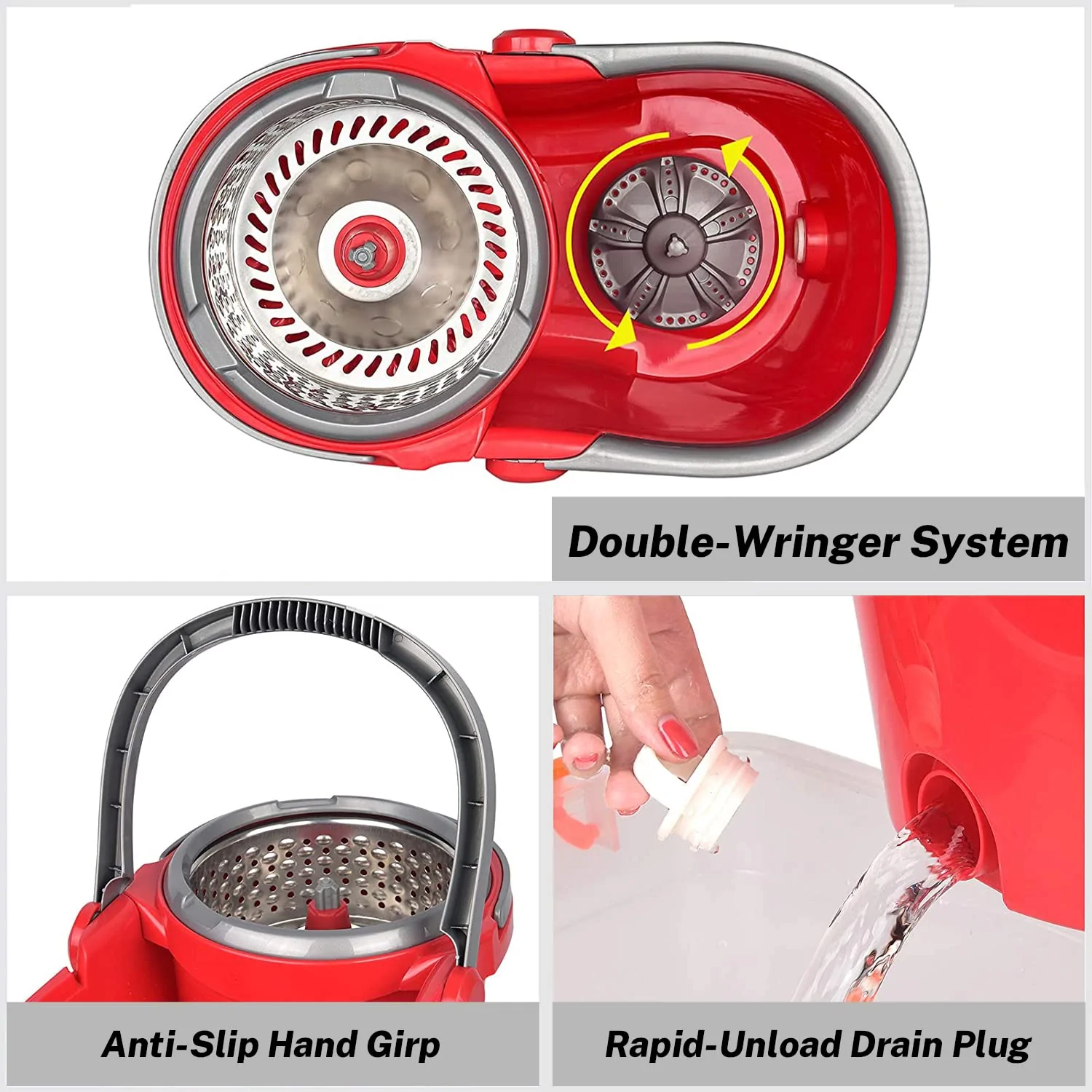 Spin Mop And Bucket Floor Cleaning System