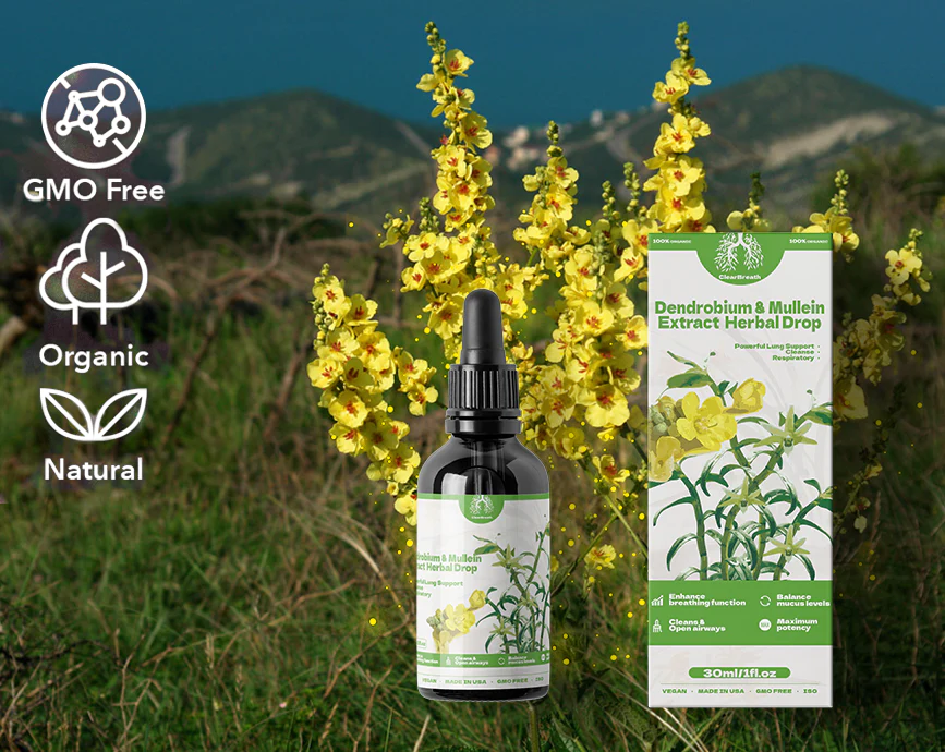 ClearBreathŽ Dendrobium & Mullein Extract  Powerful Lung Support & Cleanse & Respiratory