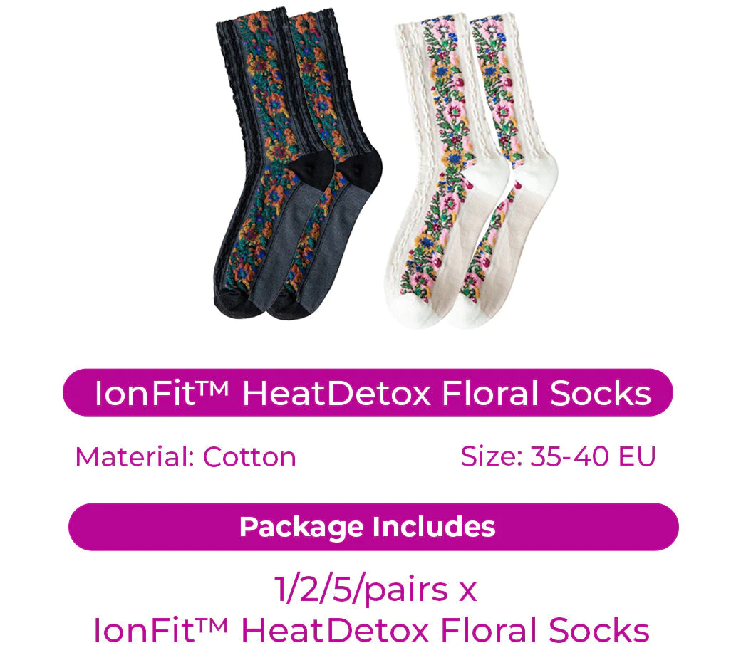 IonFit Lymphatic Detoxification Selfheating Floral Socks